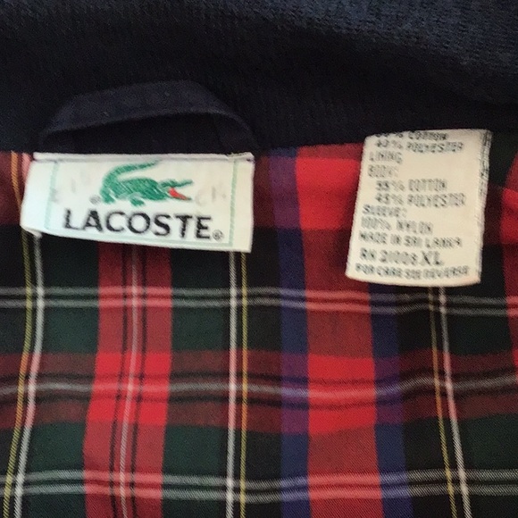 Lacoste blue jacket size XL with plaid lining used good condition - Picture 3 of 8